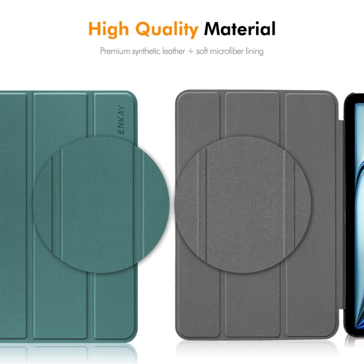 For Huawei MatePad SE 11 2024 ENKAY Tri-fold Custer Texture Platic Leather Tablet Case(Black) - free shipping - PMC Jewellery - Order now!