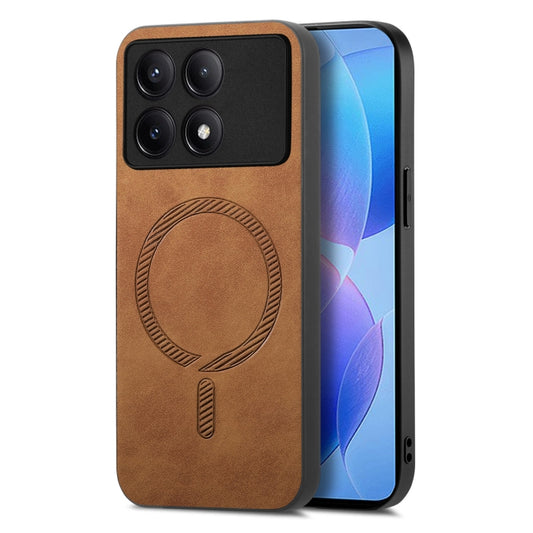 For Xiaomi Redmi K70 / K70 Pro 5G Solid Color Retro Magsafe PU Back Cover Phone Case(Brown) - K70 Pro Cases by PMC Jewellery | Online Shopping South Africa | PMC Jewellery | Buy Now Pay Later Mobicred