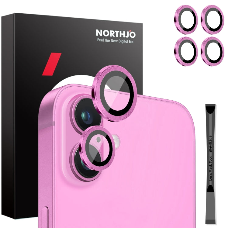 For iPhone 16 / 16 Plus NORTHJO 2 Sets 4pcs Camera Lens Protector Cover Metal Ring Film(Rose) - iPhone 16 Plus Tempered Glass by NORTHJO | Online Shopping South Africa | PMC Jewellery | Buy Now Pay Later Mobicred