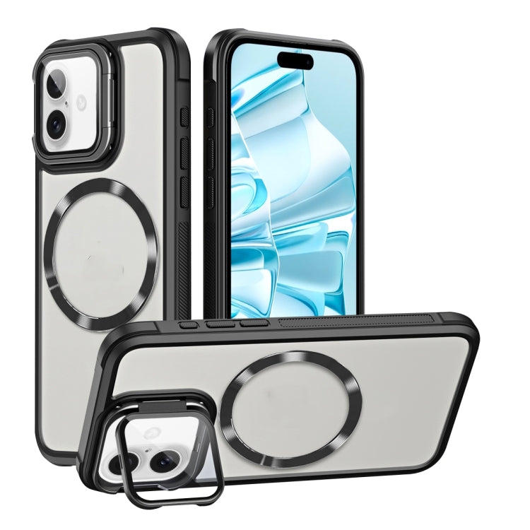 For iPhone 16 Plus Magsafe CD-grain Acrylic Hybrid TPU Phone Case(Black) - iPhone 16 Plus Cases by PMC TechLife | Online Shopping South Africa | PMC TechLife | Buy Now Pay Later Mobicred