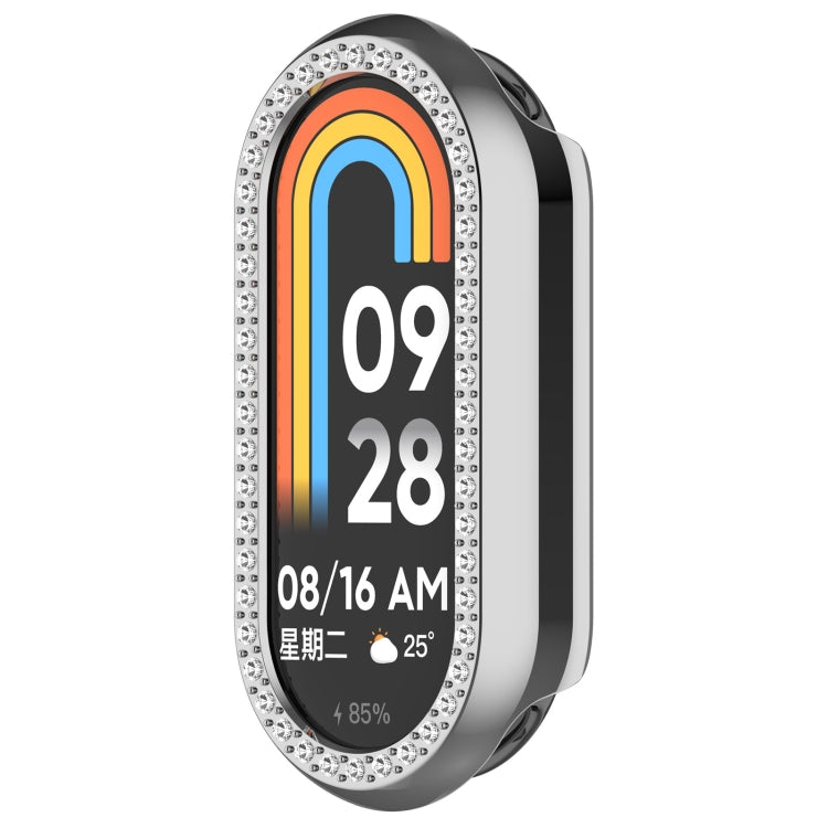For Xiaomi Smart Band 9 NFC Diamond Half Coverage Hollow PC Watch Protective Case(Silver) - Watch Cases by PMC TechLife | Online Shopping South Africa | PMC TechLife | Buy Now Pay Later Mobicred