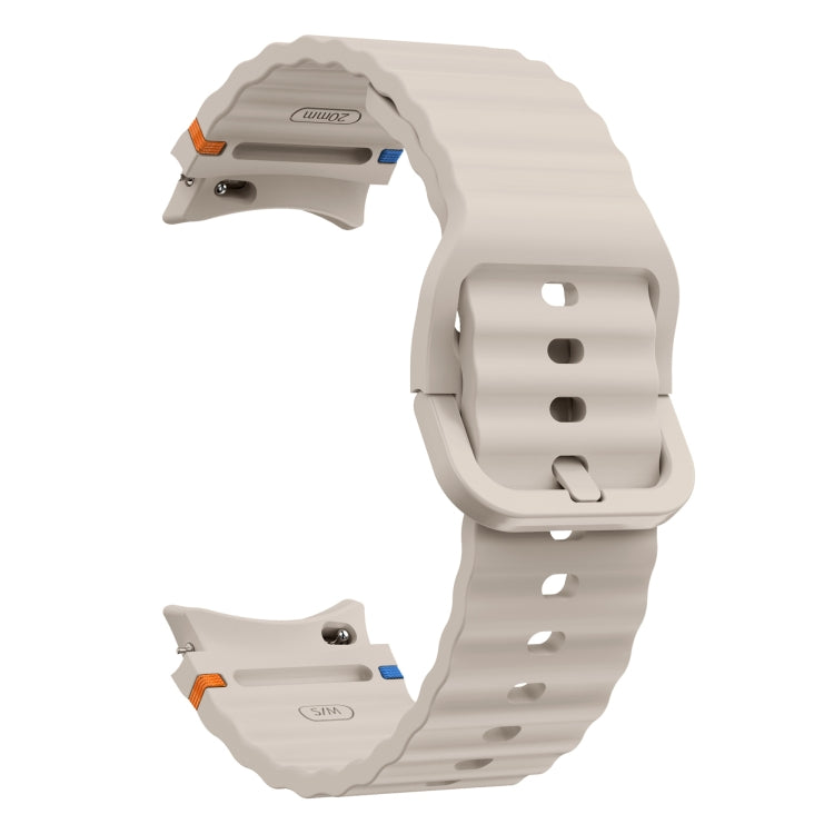 For Samsung Galaxy Watch 6 Classic Wave Pattern Stitched Silicone Watch Band(Starlight) - free shipping - PMC TechLife - Order now!