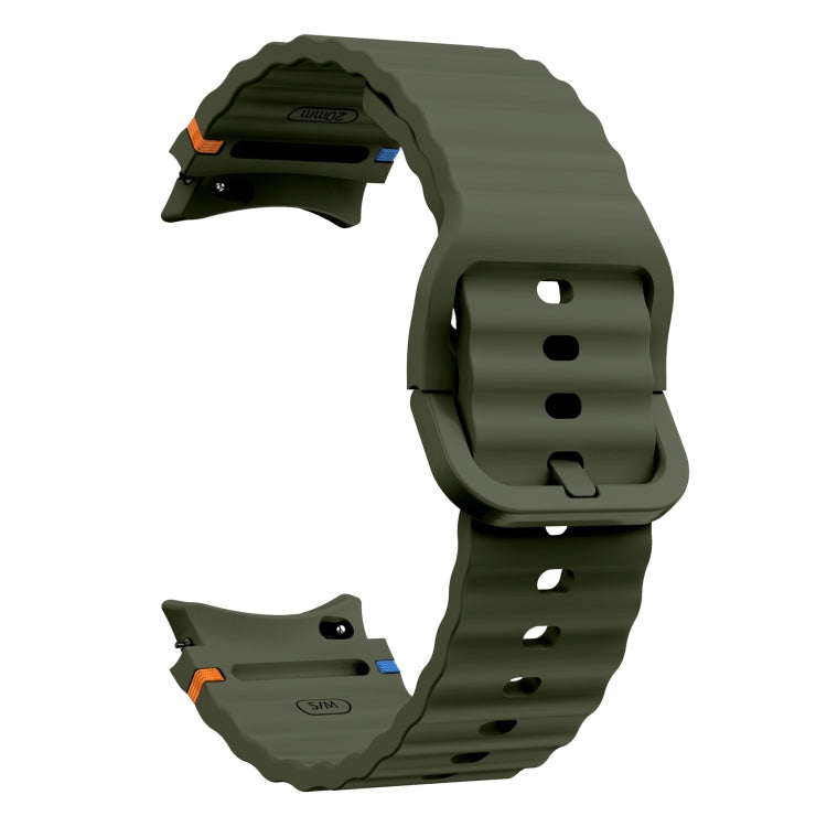 For Samsung Galaxy Watch 5 40 / 44mm Wave Pattern Stitched Silicone Watch Band(Army Green) - free shipping - PMC TechLife - Order now!