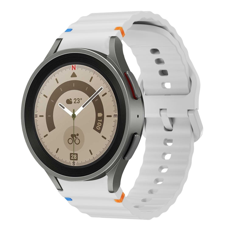 For Samsung Galaxy Watch 5 Pro Wave Pattern Stitched Silicone Watch Band(Light Gray) - free shipping - PMC TechLife - Order now!