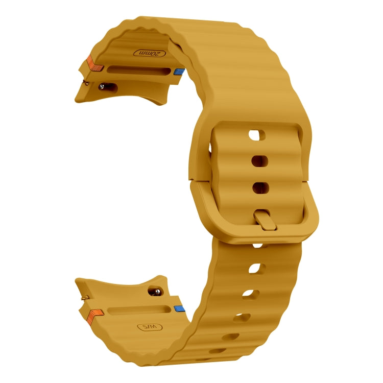 For Samsung Galaxy Watch 5 Pro Wave Pattern Stitched Silicone Watch Band(Yellow) - free shipping - PMC TechLife - Order now!