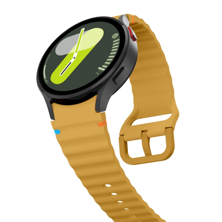 For Samsung Galaxy Watch 5 Pro Wave Pattern Stitched Silicone Watch Band(Yellow) - free shipping - PMC TechLife - Order now!