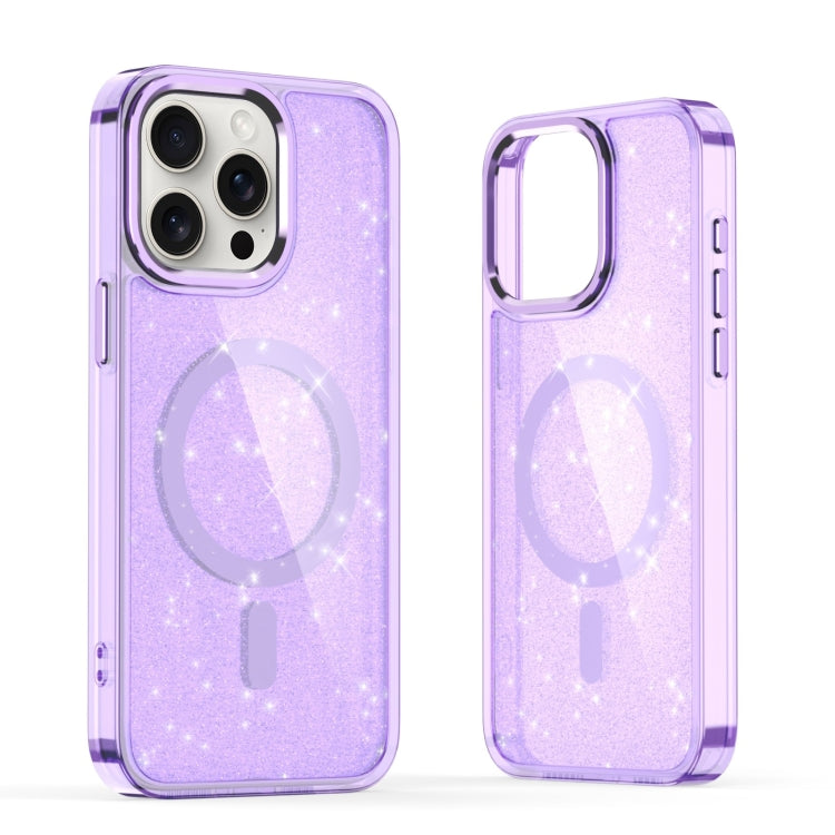 For iPhone 16 Pro Glitter MagSafe Shockproof Phone Case(Purple) - iPhone 16 Pro Cases by PMC Jewellery | Online Shopping South Africa | PMC Jewellery | Buy Now Pay Later Mobicred