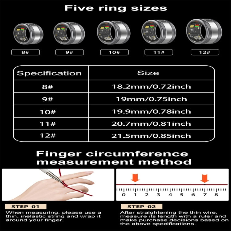 R18 SIZE 10 Smart Ring, Support Heart Rate / Blood Oxygen / Sleep / Multiple Sports Modes(Black) - Smart Rings / Smart Telephones by PMC TechLife | Online Shopping South Africa | PMC TechLife | Buy Now Pay Later Mobicred