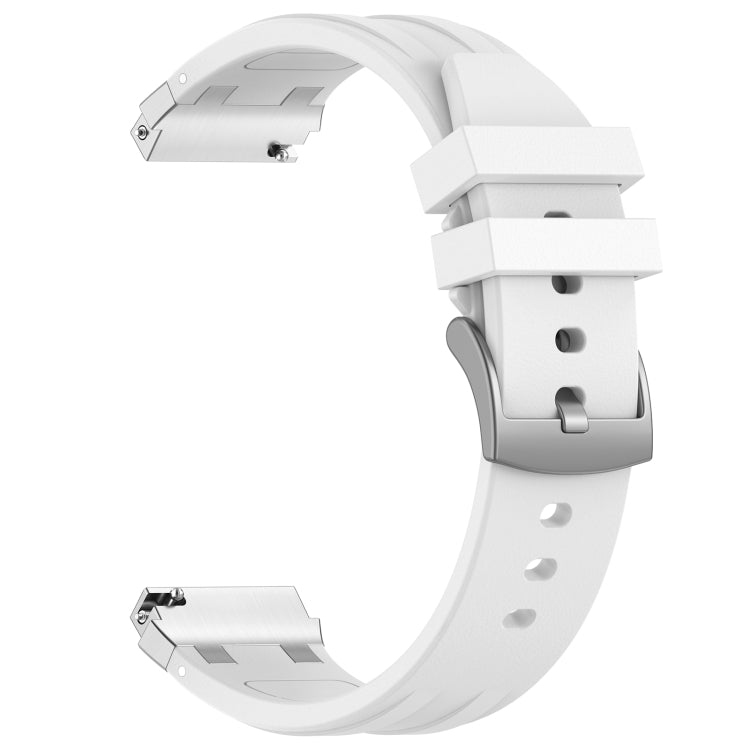 For Amazfit Active 20mm Quick Release Silver Buckle Royal Silicone Watch Band(White) - free shipping - PMC TechLife - Order now!