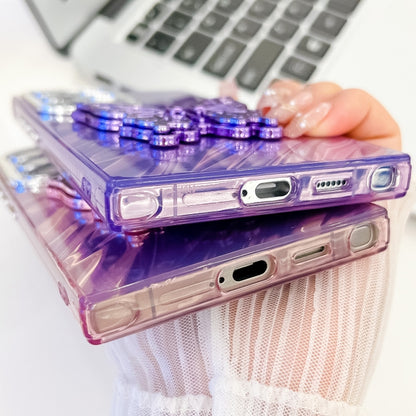 For Samsung Galaxy S25+ 5G Plating Glitter Texture Butterfly Holder TPU Phone Case with Lens Film(White Shell Pattern) - Galaxy S25+ 5G Cases by PMC Jewellery | Online Shopping South Africa | PMC Jewellery | Buy Now Pay Later Mobicred