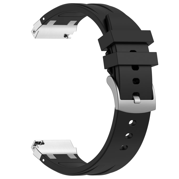 For Garmin Forerunner 255 22mm Quick Release Silver Buckle Royal Silicone Watch Band(Black) - free shipping - PMC TechLife - Order now!