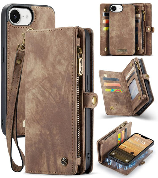 For iPhone 16e CaseMe 008 Detachable Multifunctional Leather Phone Case(Brown) - iPhone 16e Cases by CaseMe | Online Shopping South Africa | PMC Jewellery | Buy Now Pay Later Mobicred