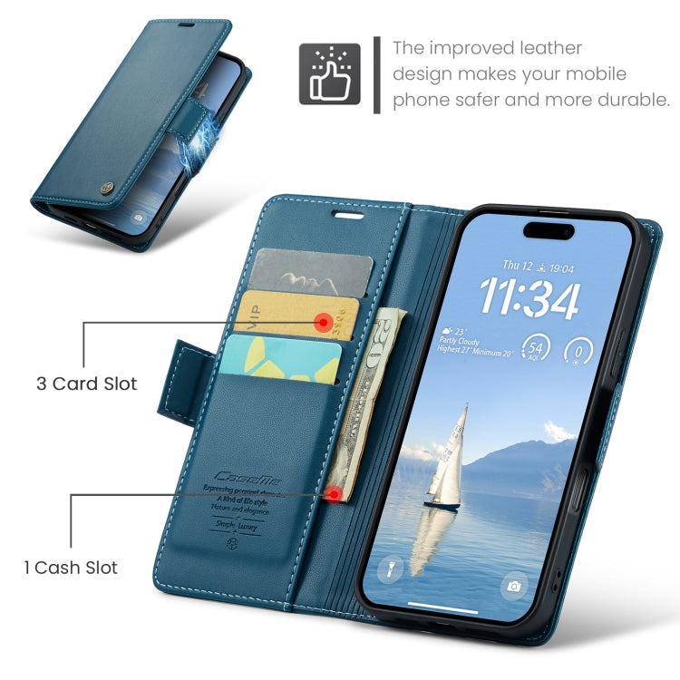 For iPhone 16 Pro CaseMe 023 Butterfly Buckle Litchi Texture RFID Anti-theft Leather Phone Case(Blue) - iPhone 16 Pro Cases by CaseMe | Online Shopping South Africa | PMC Jewellery | Buy Now Pay Later Mobicred