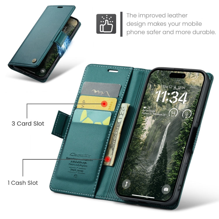 For iPhone 16 CaseMe 023 Butterfly Buckle Litchi Texture RFID Anti-theft Leather Phone Case(Green) - iPhone 16 Cases by CaseMe | Online Shopping South Africa | PMC Jewellery | Buy Now Pay Later Mobicred