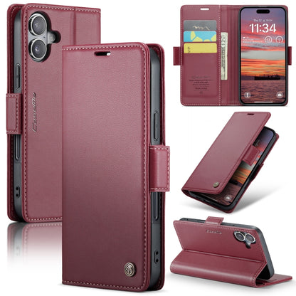 For iPhone 16 Plus CaseMe 023 Butterfly Buckle Litchi Texture RFID Anti-theft Leather Phone Case(Red) - iPhone 16 Plus Cases by CaseMe | Online Shopping South Africa | PMC Jewellery | Buy Now Pay Later Mobicred