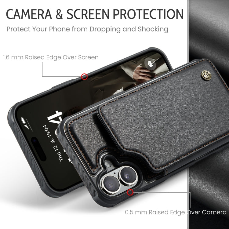 For iPhone 16 Plus CaseMe C22 Card Slots Holder RFID Anti-theft Phone Case(Black) - iPhone 16 Plus Cases by CaseMe | Online Shopping South Africa | PMC Jewellery | Buy Now Pay Later Mobicred