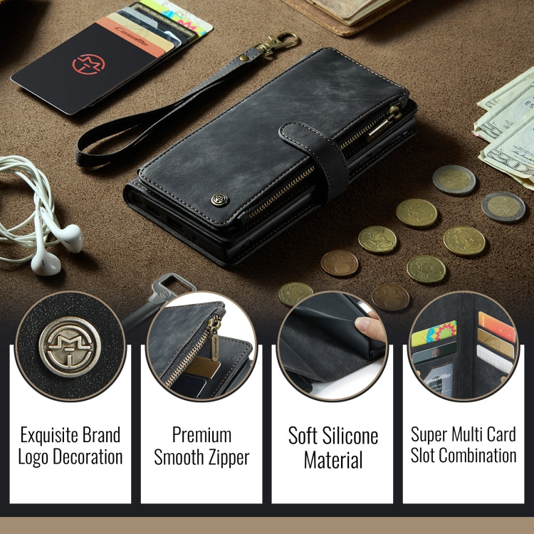 For iPhone 16 Pro CaseMe C30 Card Slots Zipper Wallet Leather Phone Case(Black) - iPhone 16 Pro Cases by CaseMe | Online Shopping South Africa | PMC Jewellery | Buy Now Pay Later Mobicred