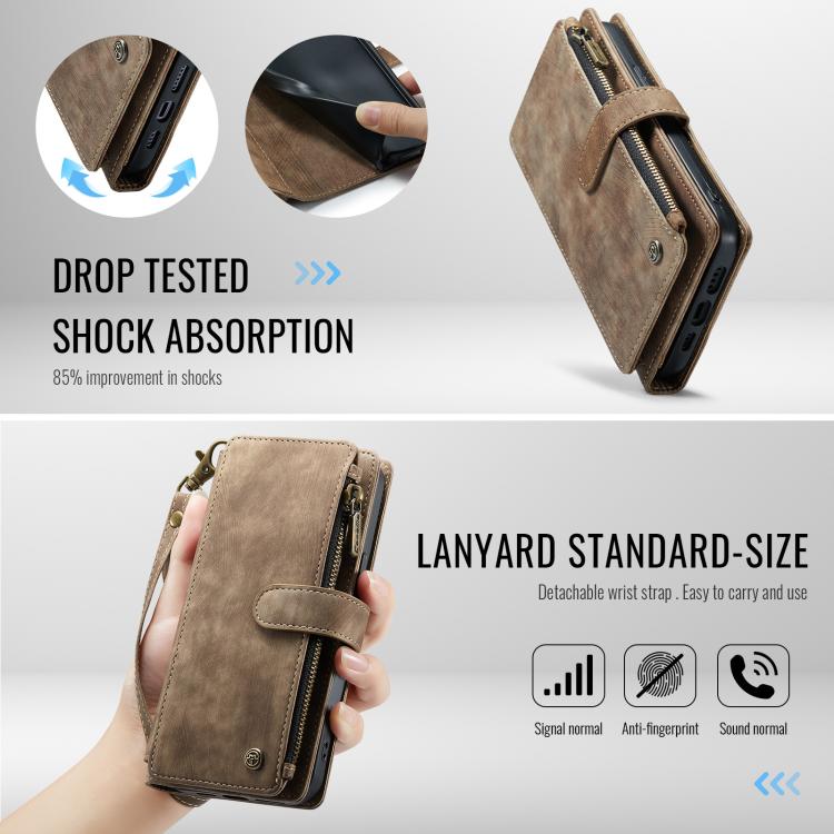 For iPhone 16e CaseMe C30 Card Slots Zipper Wallet Leather Phone Case(Brown) - iPhone 16e Cases by CaseMe | Online Shopping South Africa | PMC TechLife | Buy Now Pay Later Mobicred