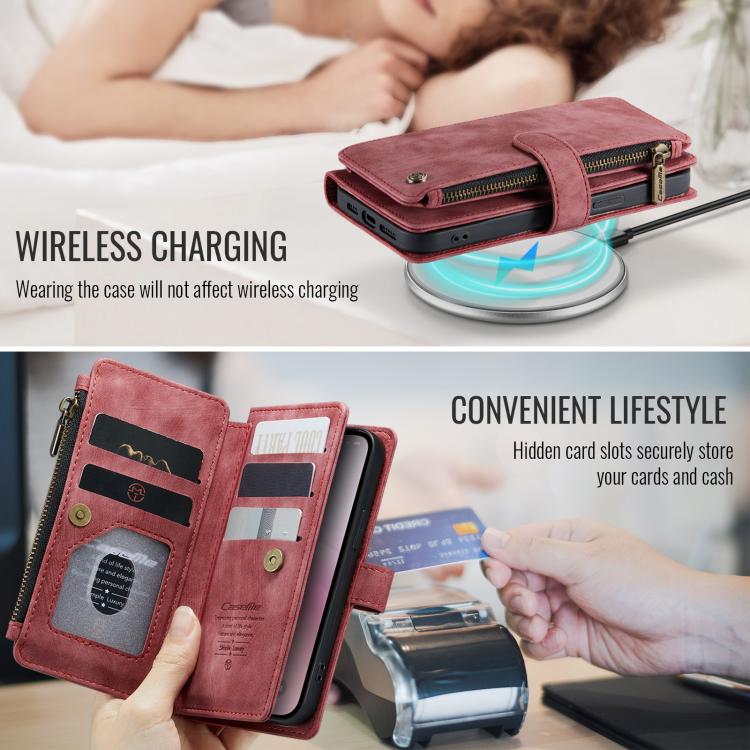 For iPhone 16e CaseMe C30 Card Slots Zipper Wallet Leather Phone Case(Red) - iPhone 16e Cases by CaseMe | Online Shopping South Africa | PMC TechLife | Buy Now Pay Later Mobicred