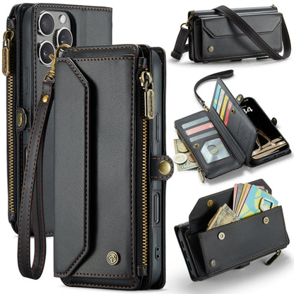 For iPhone 16 Pro Max CaseMe C36 Card Slots Zipper Wallet RFID Anti-theft Leather Phone Case(Black) - iPhone 16 Pro Max Cases by CaseMe | Online Shopping South Africa | PMC Jewellery | Buy Now Pay Later Mobicred