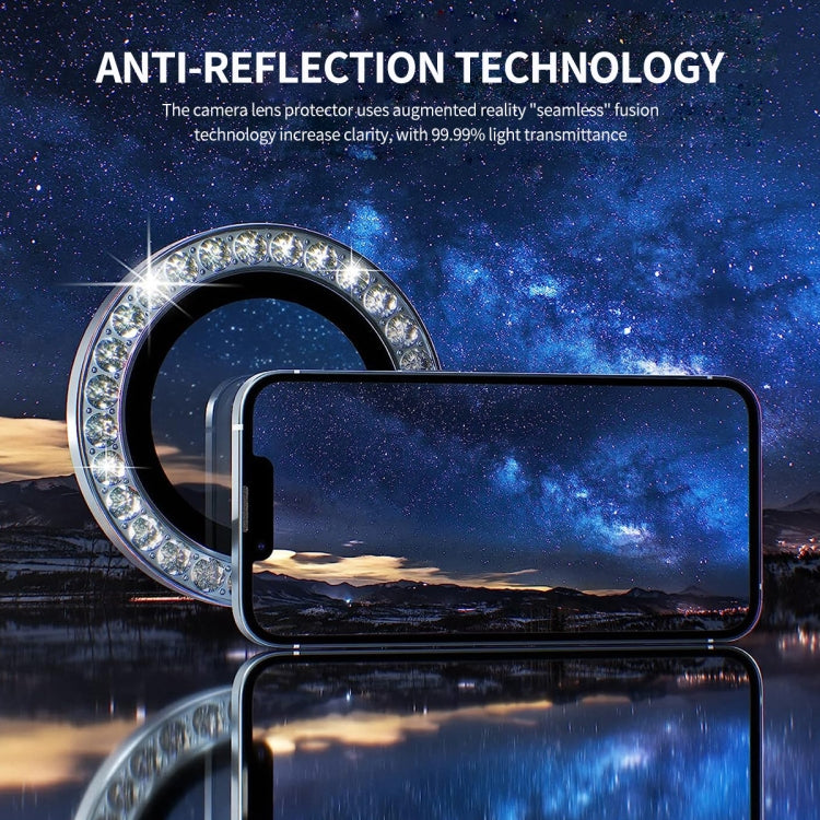 For iPhone 16 Pro / 16 Pro Max ENKAY AR Anti-reflection Individual Diamond Ring Camera Lens Glass Full Film(Dark Blue) - iPhone 16 Pro Max Tempered Glass by ENKAY | Online Shopping South Africa | PMC Jewellery | Buy Now Pay Later Mobicred