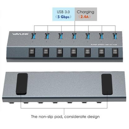 WAVLINK UH3076 5Gbps 7-port USB 3.0 Hub with Independent Switch and LED Indicator(UK Plug) - USB 3.0 HUB by WAVLINK | Online Shopping South Africa | PMC Jewellery | Buy Now Pay Later Mobicred