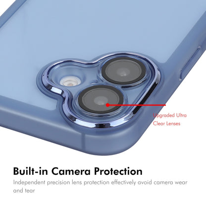 For iPhone 16 Plus ENKAY Hat-Prince Translucent Matte TPU Phone Case with Lens Film(Blue) - iPhone 16 Plus Cases by ENKAY | Online Shopping South Africa | PMC Jewellery | Buy Now Pay Later Mobicred