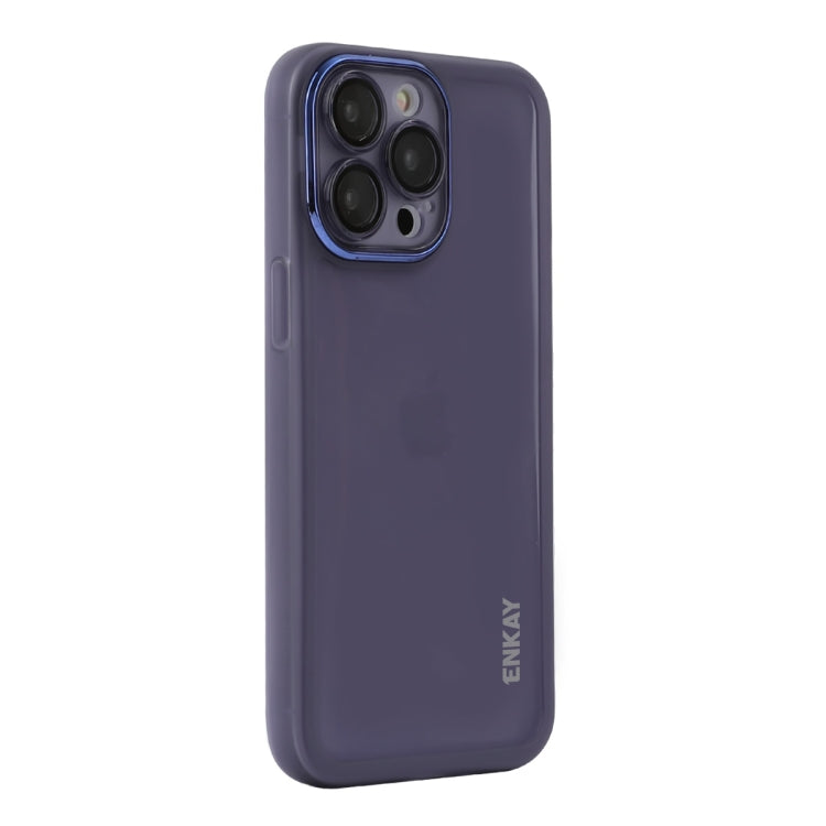 For iPhone 16 Pro ENKAY Hat-Prince Translucent Matte TPU Phone Case with Lens Film(Purple) - iPhone 16 Pro Cases by ENKAY | Online Shopping South Africa | PMC Jewellery | Buy Now Pay Later Mobicred