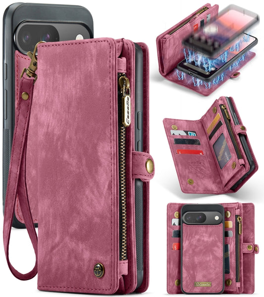 For Google Pixel 9 / 9 Pro CaseMe 008 Detachable Multifunctional Leather Phone Case(Wine) - Google Cases by CaseMe | Online Shopping South Africa | PMC Jewellery | Buy Now Pay Later Mobicred