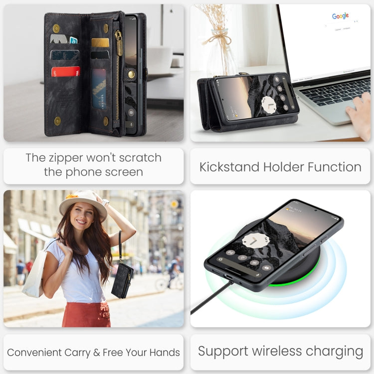 For Google Pixel 9 / 9 Pro CaseMe 008 Detachable Multifunctional Leather Phone Case(Black) - free shipping - PMC Jewellery - Order now!