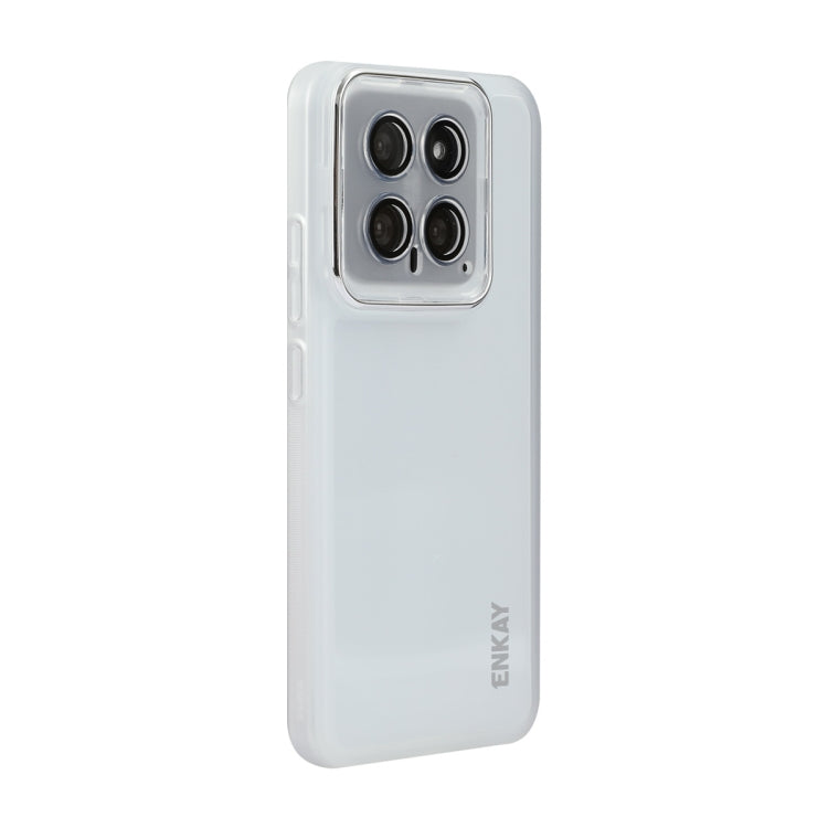 For Xiaomi 14 ENKAY Hat-Prince Translucent Matte TPU Phone Case with Lens Film(White) - 14 Cases by ENKAY | Online Shopping South Africa | PMC Jewellery | Buy Now Pay Later Mobicred