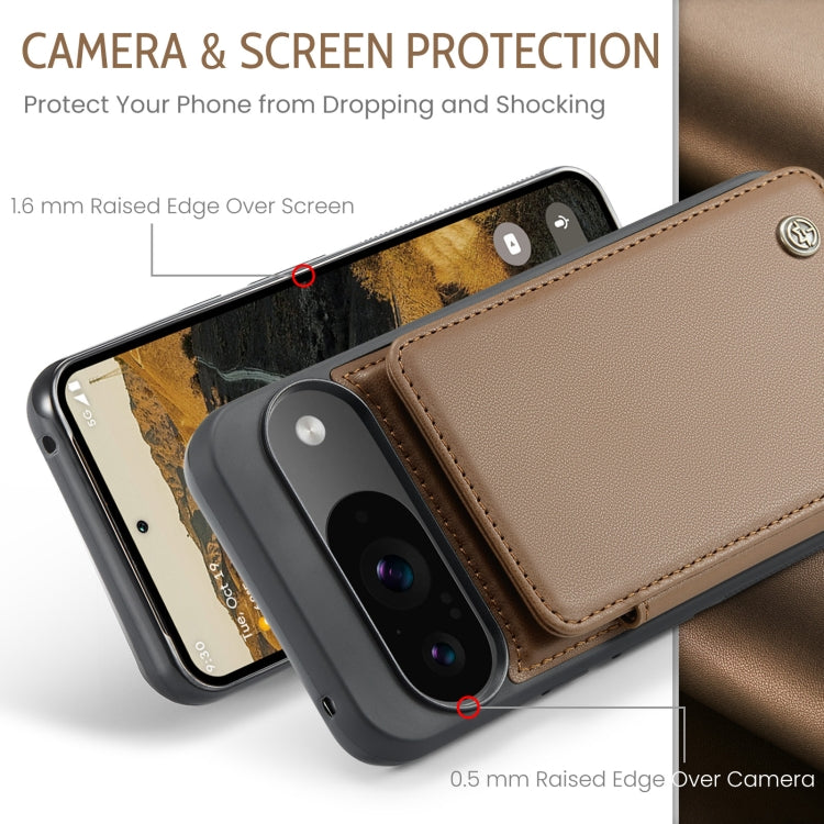 For Google Pixel 9 / 9 Pro CaseMe C22 Card Slots Holder RFID Anti-theft Phone Case(Brown) - Google Cases by CaseMe | Online Shopping South Africa | PMC Jewellery | Buy Now Pay Later Mobicred