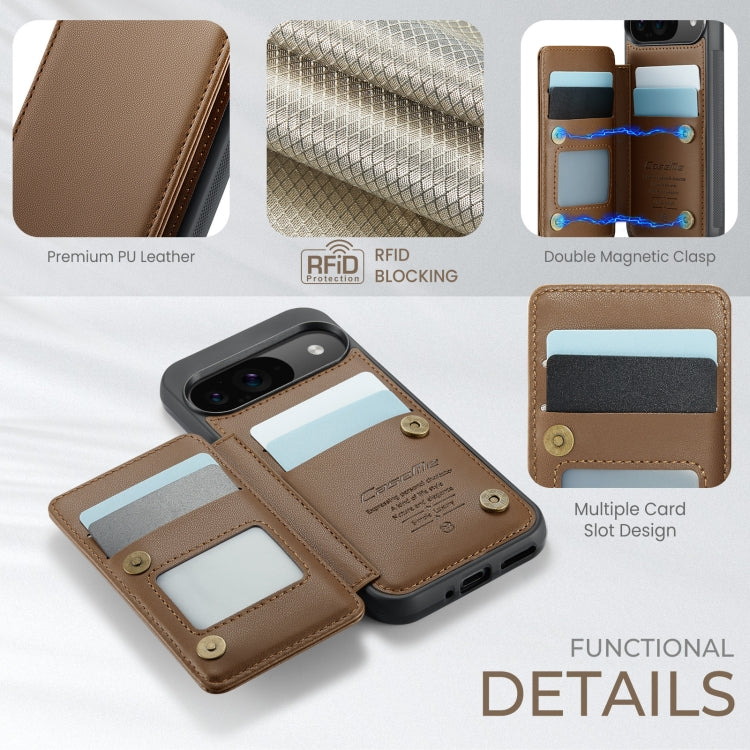 For Google Pixel 9 / 9 Pro CaseMe C22 Card Slots Holder RFID Anti-theft Phone Case(Brown) - Google Cases by CaseMe | Online Shopping South Africa | PMC Jewellery | Buy Now Pay Later Mobicred