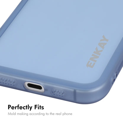 For iPhone 16 ENKAY Hat-Prince Translucent Matte TPU Phone Case with Lens Film + 9H Big Arc Edge Film(Blue) - iPhone 16 Cases by ENKAY | Online Shopping South Africa | PMC Jewellery | Buy Now Pay Later Mobicred