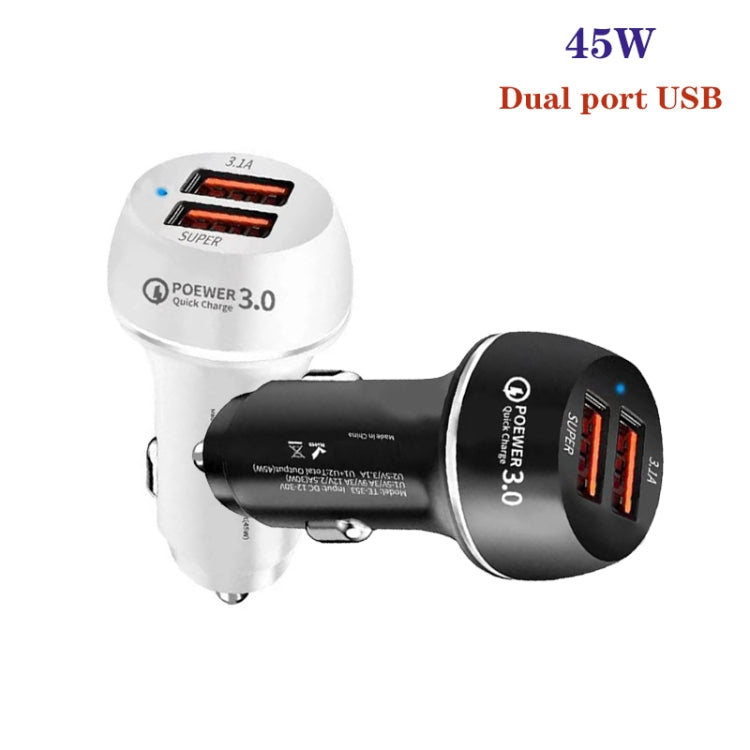 45W USB QC3.0 30W + USB 2.0 Fully Compatible Car Charger(Black) - Car Charger by PMC Jewellery | Online Shopping South Africa | PMC Jewellery | Buy Now Pay Later Mobicred