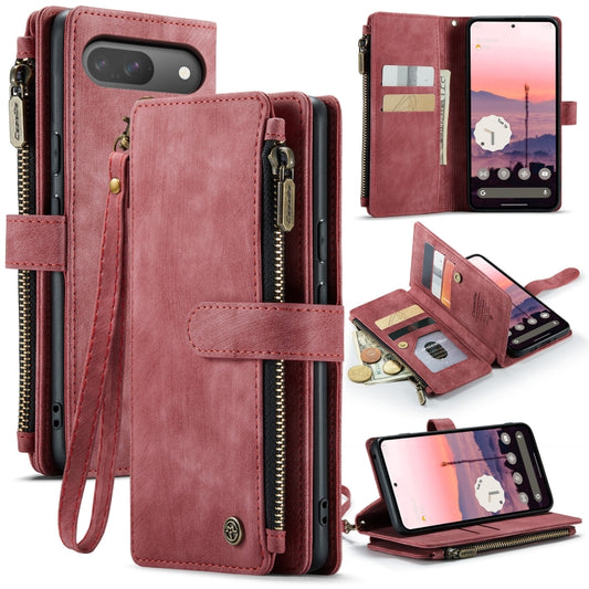 For Google Pixel 9 / 9 Pro CaseMe C30 Card Slots Zipper Wallet Leather Phone Case(Wine) - Google Cases by CaseMe | Online Shopping South Africa | PMC Jewellery | Buy Now Pay Later Mobicred