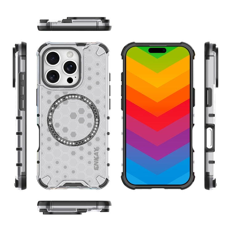 For iPhone 15 Pro Max ENKAY Hat-Prince Honeycomb MagSafe Shockproof Phone Case with Large Arc Edge Film(Blue) - iPhone 15 Pro Max Cases by ENKAY | Online Shopping South Africa | PMC Jewellery | Buy Now Pay Later Mobicred