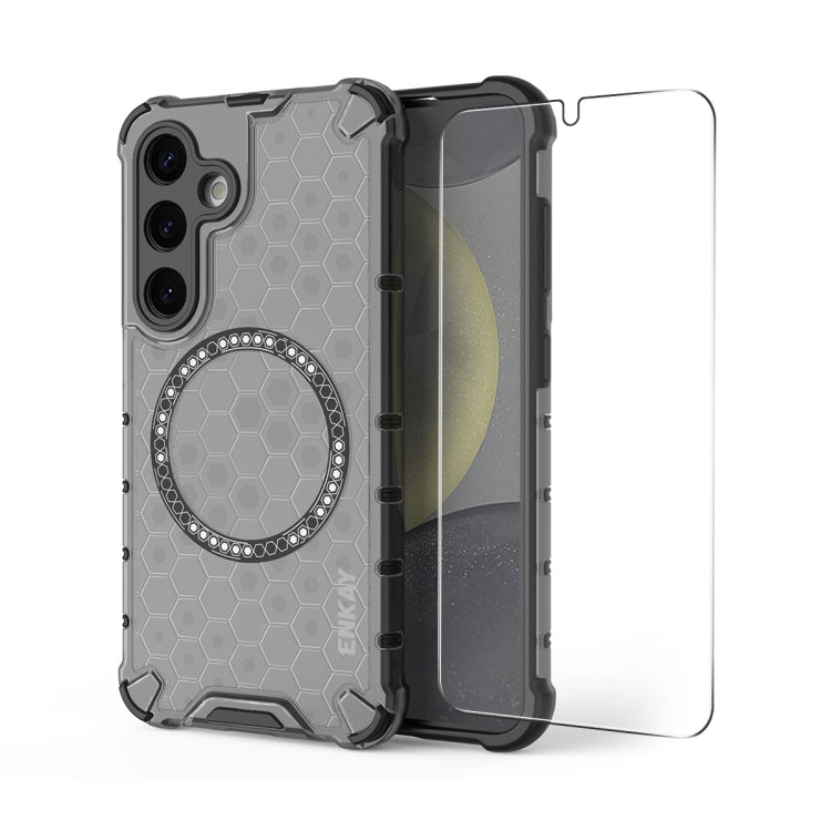 For Samsung Galaxy S24+ 5G ENKAY Hat-Prince Honeycomb MagSafe Shockproof Phone Case with 0.18mm Film(Grey) - Galaxy S24+ 5G Cases by ENKAY | Online Shopping South Africa | PMC Jewellery | Buy Now Pay Later Mobicred