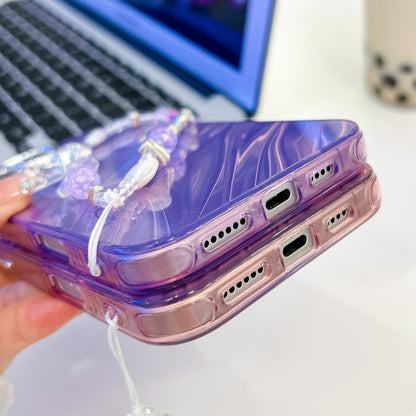 For iPhone 16 Pro Plating Texture Wristband MagSafe TPU Phone Case with Glitter Lens Film(Purple Tinfoil Texture) - iPhone 16 Pro Cases by PMC Jewellery | Online Shopping South Africa | PMC Jewellery | Buy Now Pay Later Mobicred