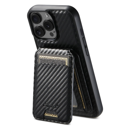 For iPhone 13 Pro Suteni TXWH18 Carbon Fiber Texture Detachable Wallet MagSafe Phone Case(Black) - iPhone 13 Pro Cases by Suteni | Online Shopping South Africa | PMC Jewellery | Buy Now Pay Later Mobicred