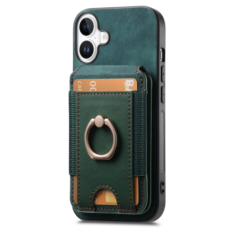 For iPhone 16 Retro Splitable Magnetic Stand Card Bag Leather Phone Case(Green) - iPhone 16 Cases by PMC Jewellery | Online Shopping South Africa | PMC Jewellery | Buy Now Pay Later Mobicred