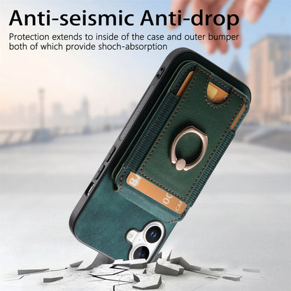 For iPhone 16 Retro Splitable Magnetic Stand Card Bag Leather Phone Case(Green) - iPhone 16 Cases by PMC Jewellery | Online Shopping South Africa | PMC Jewellery | Buy Now Pay Later Mobicred