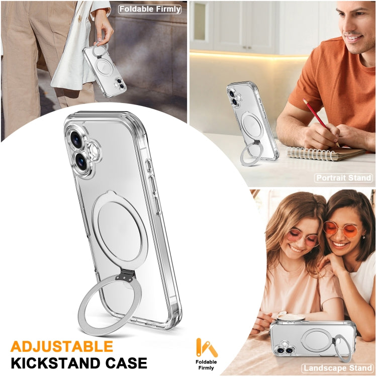 For iPhone 16 Plus Skin Feel MagSafe Holder 360 Full Body Phone Case(Transparent) - iPhone 16 Plus Cases by PMC Jewellery | Online Shopping South Africa | PMC Jewellery | Buy Now Pay Later Mobicred