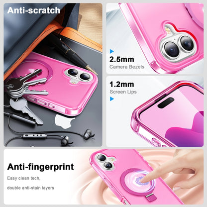 For iPhone 16 Plus Frosted Skin Feel MagSafe Holder 360 Full Body Phone Case(Rose Red) - iPhone 16 Plus Cases by PMC Jewellery | Online Shopping South Africa | PMC Jewellery | Buy Now Pay Later Mobicred