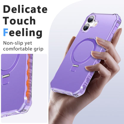 For iPhone 16 Plus Solid Color Wave MagSafe Holder Phone Case(Purple) - iPhone 16 Plus Cases by PMC Jewellery | Online Shopping South Africa | PMC Jewellery | Buy Now Pay Later Mobicred