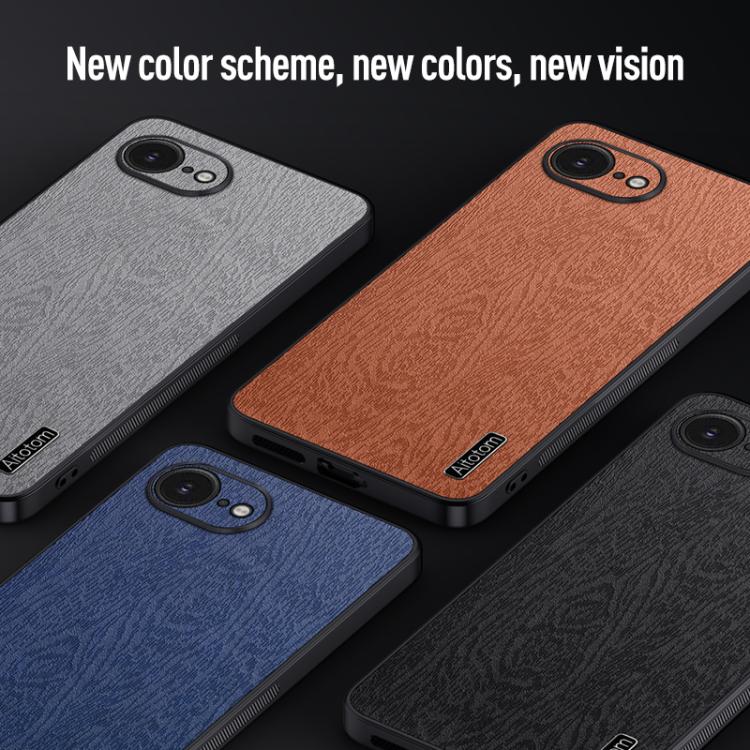 For iPhone 16e Tree Bark Leather Shockproof Phone Case(Grey) - iPhone 16e Cases by PMC TechLife | Online Shopping South Africa | PMC TechLife | Buy Now Pay Later Mobicred
