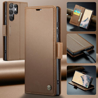 For Samsung Galaxy S25 Ultra 5G CaseMe 023 Butterfly Buckle Litchi Texture RFID Anti-theft Leather Phone Case(Brown) - Galaxy S25 Ultra 5G Cases by CaseMe | Online Shopping South Africa | PMC Jewellery | Buy Now Pay Later Mobicred