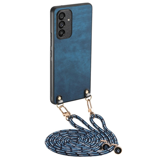 For Samsung Galaxy S25 5G Vintage Leather PC Back Cover Phone Case with Crossbody Strap(Blue) - Galaxy S25 5G Cases by PMC Jewellery | Online Shopping South Africa | PMC Jewellery | Buy Now Pay Later Mobicred