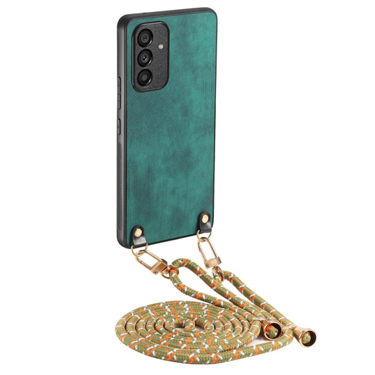 For Samsung Galaxy S25 5G Vintage Leather PC Back Cover Phone Case with Crossbody Strap(Green) - Galaxy S25 5G Cases by PMC Jewellery | Online Shopping South Africa | PMC Jewellery | Buy Now Pay Later Mobicred