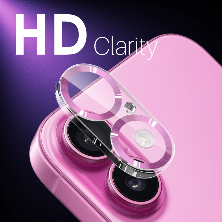 For iPhone 16 / 16 Plus NORTHJO Camera Lens Protector CD Veins 3D Tempered Glass Film(Pink) - iPhone 16 Plus Tempered Glass by NORTHJO | Online Shopping South Africa | PMC Jewellery | Buy Now Pay Later Mobicred